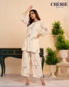 Floral Printed Co-ord Set -Off White