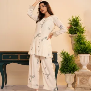 Floral Printed Co-ord Set -Off White