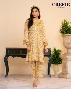Floral Printed Co-ord Set -Yellow